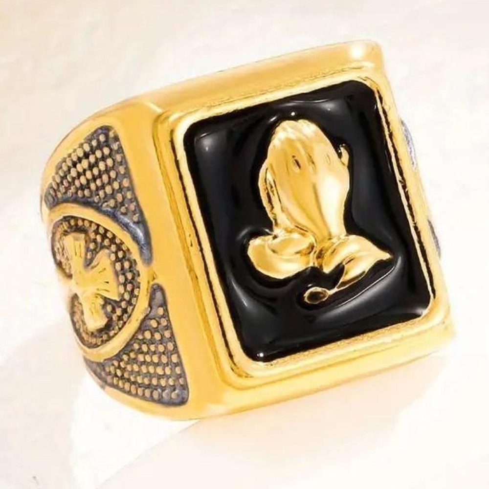 Gold plated gold and Black Men's Ring size: 11